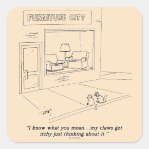 Cats Clawing Furniture Square Sticker