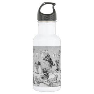 Cats Cleaning in Spring, Louis Wain Water Bottle