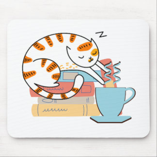 Cats, Coffee, and Books Mouse Pad