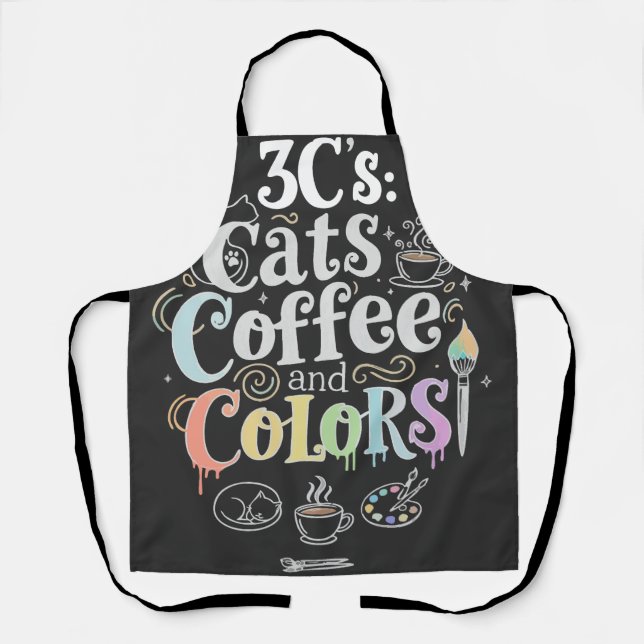 Cats Coffee and Colors Apron (Front)
