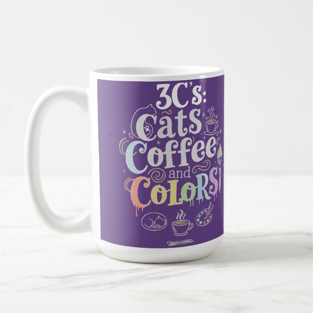 Cats Coffee and Colors Mug (Left)