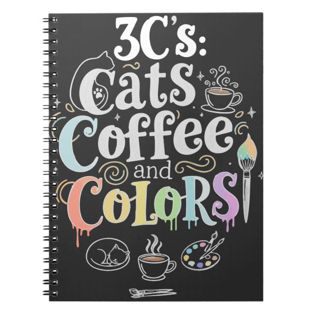 Cats Coffee and Colors Notebook (Front)