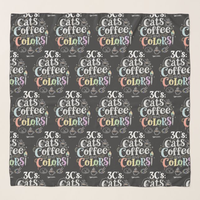 Cats Coffee and Colors Scarf (Front)