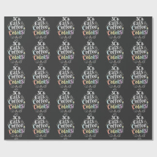 Cats Coffee and Colors Wrapping Paper