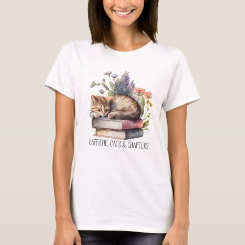 Cats Coffee Books T_Shirt