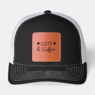 Cats & Coffee - Cat Lover Coffee Leather Patch Hat
