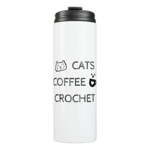 Cats Coffee Crochet Thermal Tumbler