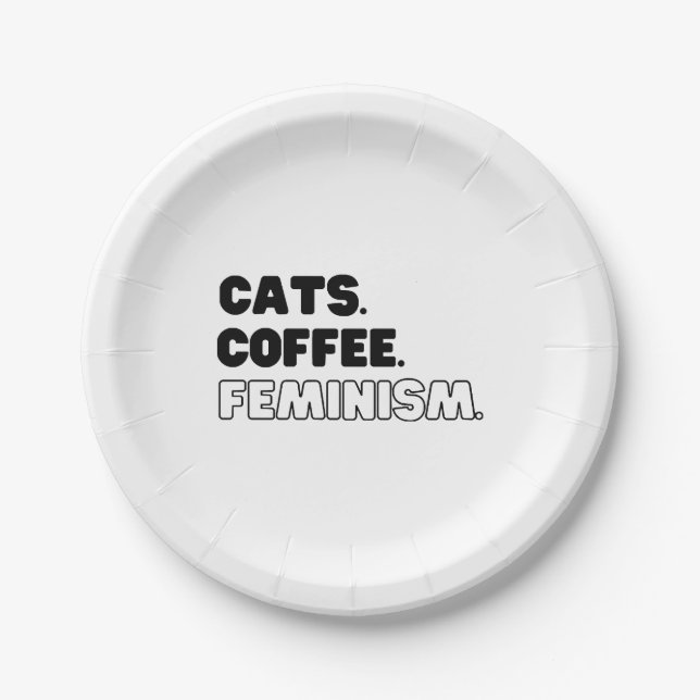 Cats Coffee Feminism Paper Plates (Front)