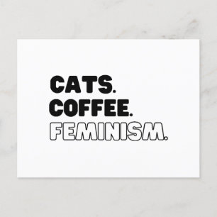 Cats Coffee Feminism Postcard
