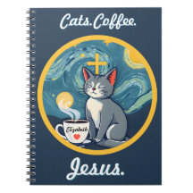 Cats, Coffee, Jesus Custom Notebook Cat Lover Gift