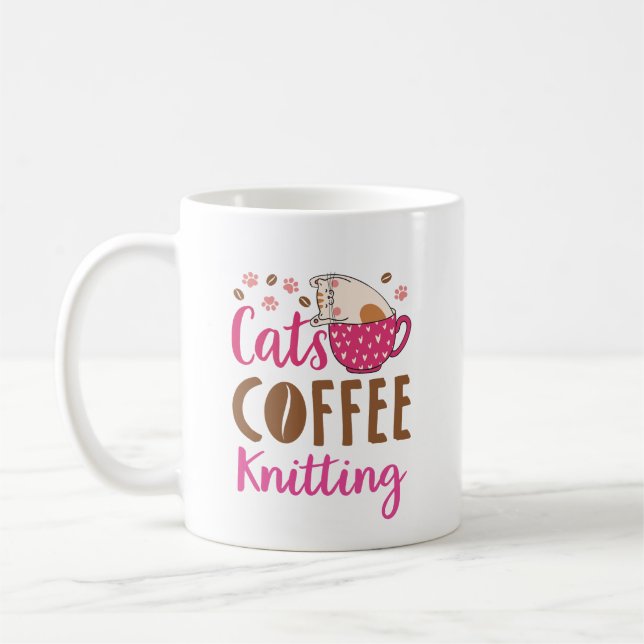 Cats Coffee Knitting Mug (Left)