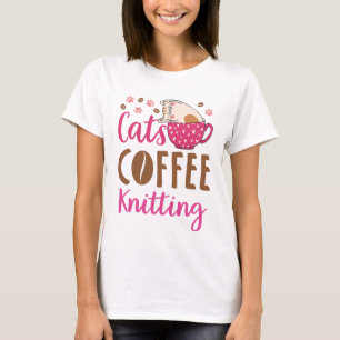 Cats Coffee Knitting T-Shirt
