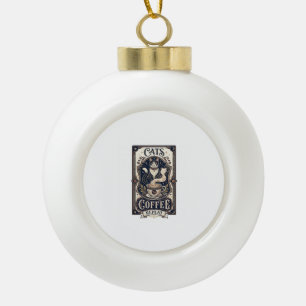 Cats Coffee Repeat Cat Coffee Vintage Vector Art S Ceramic Ball Christmas Ornament