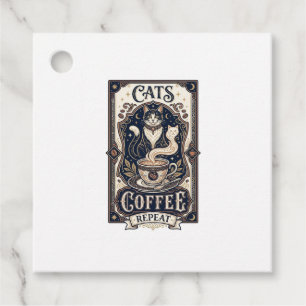 Cats Coffee Repeat Cat Coffee Vintage Vector Art S Favor Tags