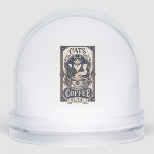 Cats Coffee Repeat Cat Coffee Vintage Vector Art S Snow Globe