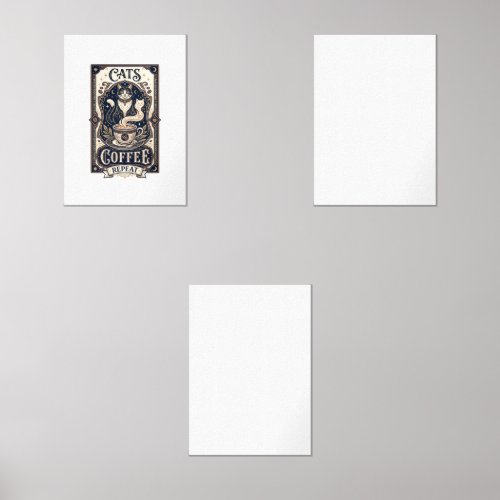 Cats Coffee Repeat Cat Coffee Vintage Vector Art S Wall Art Sets