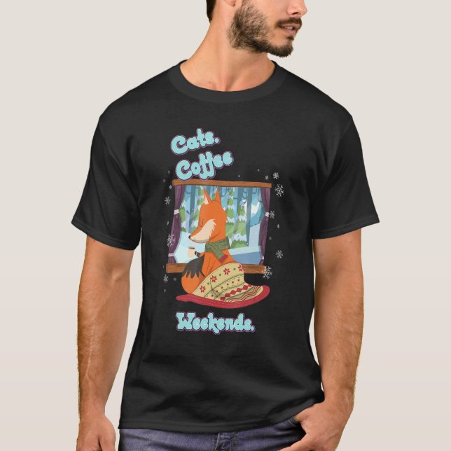 Cats Coffee Weekend Funny Sayings Graphic T-Shirt (Front)