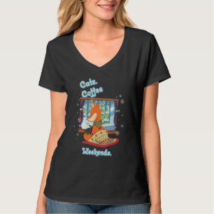 Cats Coffee Weekend Funny Sayings Graphic T-Shirt