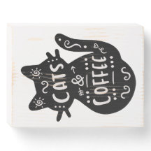Cats & Coffee Wood Box Sign