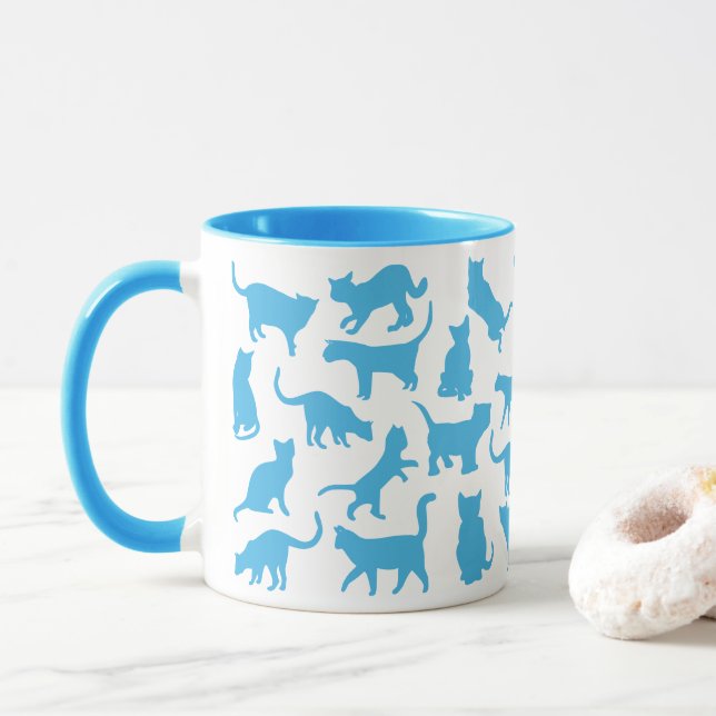 Cats Color Baby Blue Mug (With Donut)