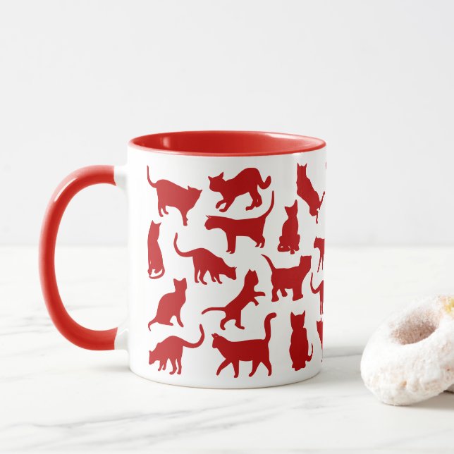 Cats Color Red Mug (With Donut)