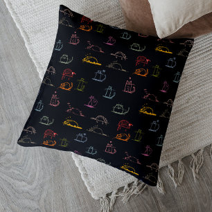 Cats Colorful Black Accent Pillow