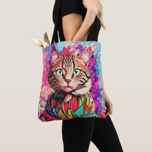 Cats Colorful Creativity design print Tote Bag