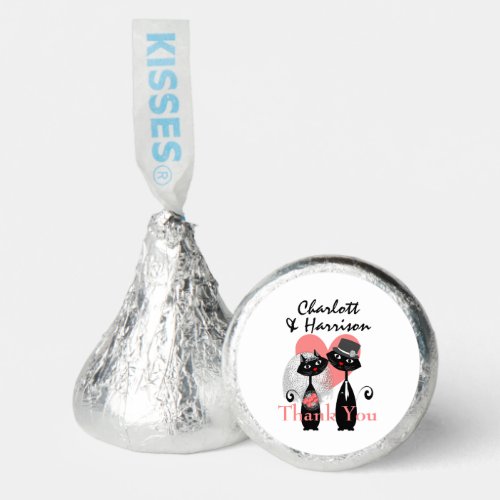 Cats Couple Cute Elegant Black White Pink  Hersheys Kisses