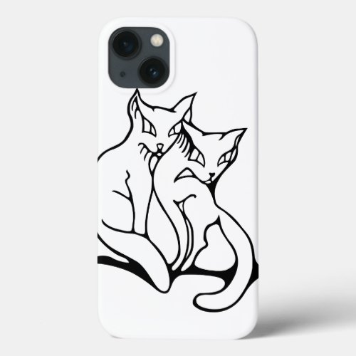 Cats couple in love original drawing iPhone 13 case