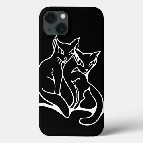 Cats couple in love original drawing inverted iPhone 13 case