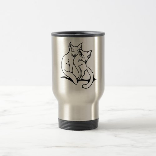 Cats couple in love original drawing travel mug