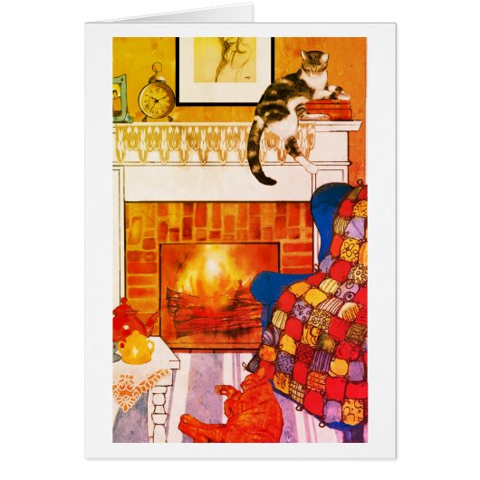 Cats Cozy Scene Blank Note Card (Front)