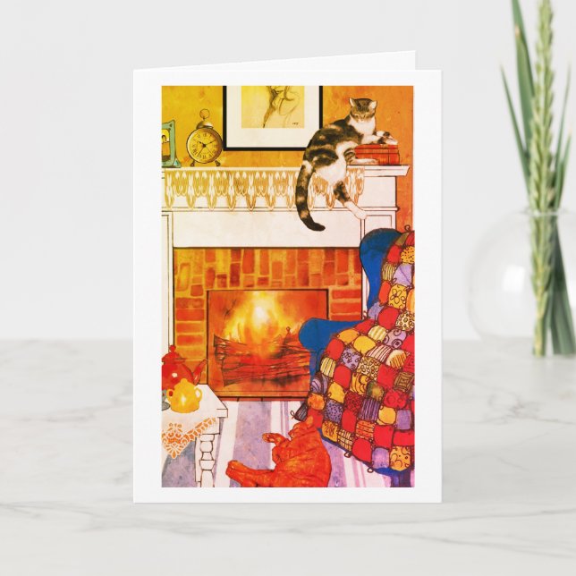 Cats Cozy Scene Blank Note Card (Front)