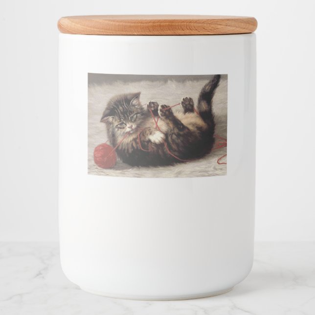 Cat's Cradle, A Cat Playing Ball of Yarn Food Label (Front)