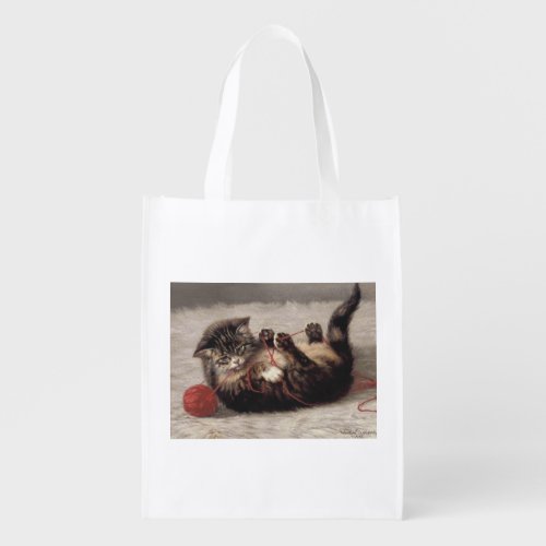 Cats Cradle A Cat Playing Ball of Yarn Grocery Bag