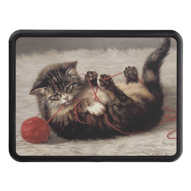 Cat's Cradle, A Cat Playing Ball of Yarn Hitch Cover (Front)