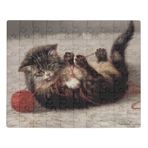 Cat's Cradle, A Cat Playing Ball of Yarn Jigsaw Puzzle