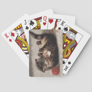 Cat's Cradle, A Cat Playing Ball of Yarn Poker Cards