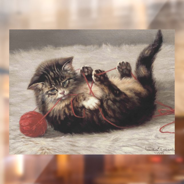 Cat's Cradle, A Cat Playing Ball of Yarn Window Cling (Sheet 2)