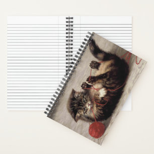 Cat's Cradle, Kitten Playing with Yarn as Pet Toy Notebook