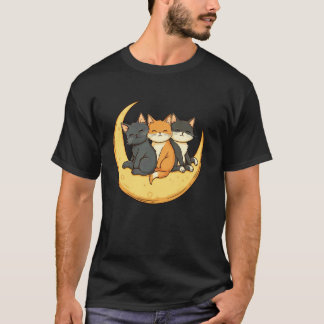 Cats Crescent Moon Cute Cat Lover T-Shirt