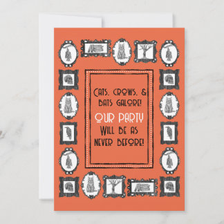Cats, Crows, and Bats Halloween Invitation