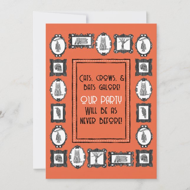 Cats, Crows, and Bats Halloween  Invitation (Front)