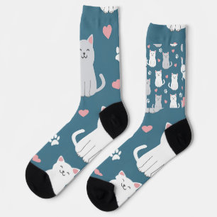 Cats Cute Pattern Background Socks