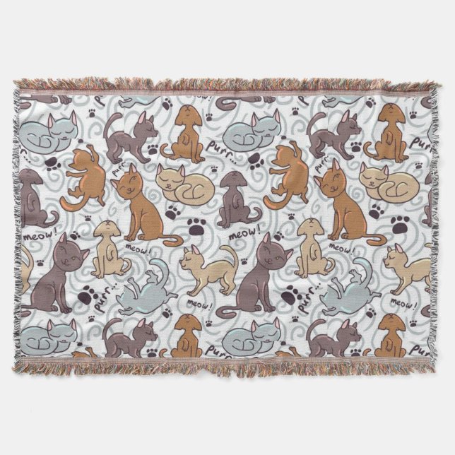 Cats Daily Life Throw Blanket (Front)