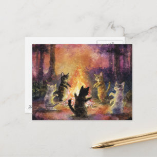 Cats Dancing Around the Bonfire Postcard