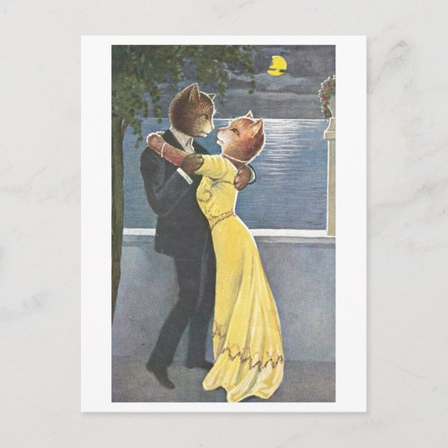 Cats Dancing in Evening Clothes Postcard (Front)