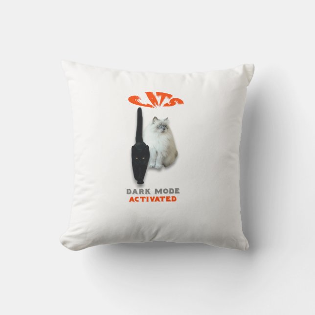 Cats Dark mode activated Throw Pillow (Front)