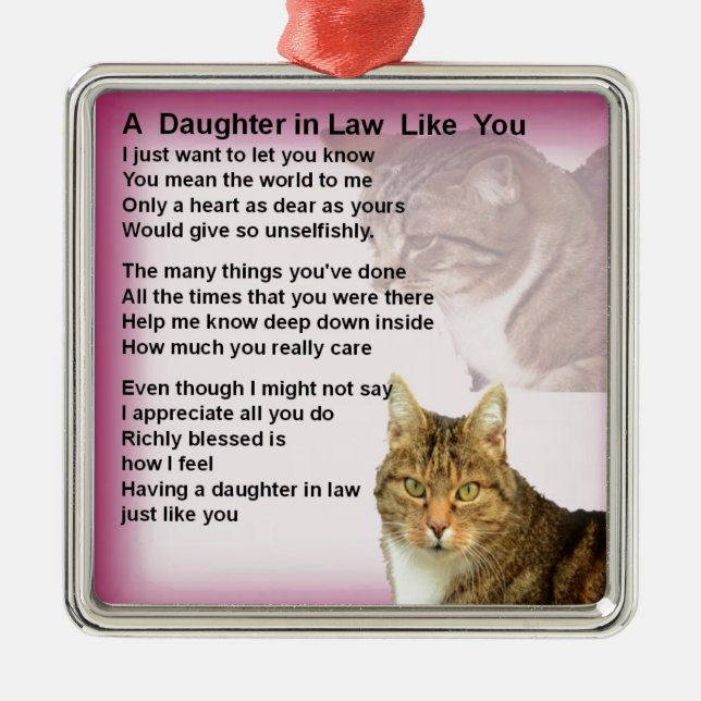 Cats  Daughter in Law Poem Metal Ornament (Front)