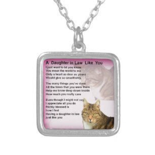 Cats  Daughter in Law Poem Silver Plated Necklace